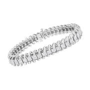 Bids.com 14K White Gold 5.0 Cttw Princess Cut Diamond 7" Invisible Set Wavy S-Link Tennis Bracelet (G-H Color, SI1-SI2 Clarity) Bracelets White Smoke White.Gold / 7