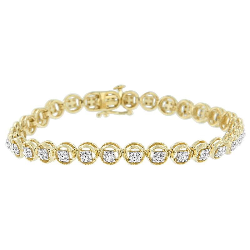 Bids.com 14K Rose Gold Over .925 Sterling Silver 1/4 Cttw Diamond 7" Open Circle Wheel Link Tennis Bracelet (I-J Color, I2-I3 Clarity) Bracelets White Smoke 7 / White.Sterling Silver,7 / Yellow.Sterling Silver,7 / Rose.Sterling Silver
