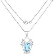 Bids.com 5.76 Carat Genuine Swiss Blue Topaz & White Topaz .925 Sterling Silver Pendant Pendants White Smoke