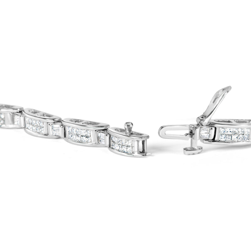 Bids.com 14K White Gold 2.0 Cttw Baguette and Princess-Cut Diamond Tennis Bracelet (H-I Color, SI1-SI2 Clarity) - 7" Bracelets White Smoke White.Gold / 7