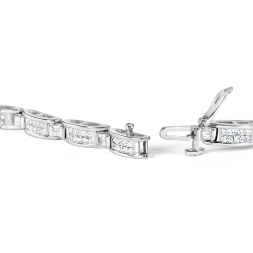 Bids.com 14K White Gold 2.0 Cttw Baguette and Princess-Cut Diamond Tennis Bracelet (H-I Color, SI1-SI2 Clarity) - 7" Bracelets White Smoke White.Gold / 7