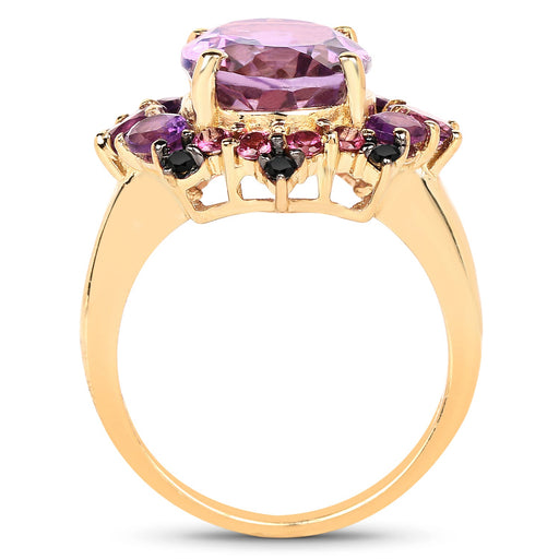 Bids.com 14K Yellow Gold Plated 5.25 Carat Genuine Amethyst, Rhodolite and Blue Diamond .925 Sterling Silver Ring Rings White Smoke size 6.00,size 7.00,size 8.00,size 9.00