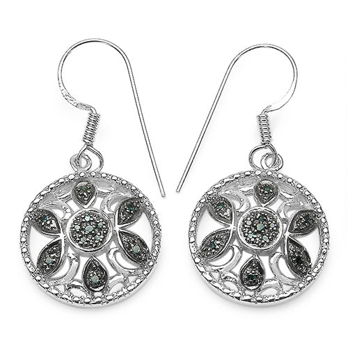 Bids.com 0.18 Carat Genuine Blue Diamond .925 Sterling Silver Earrings Earrings White Smoke