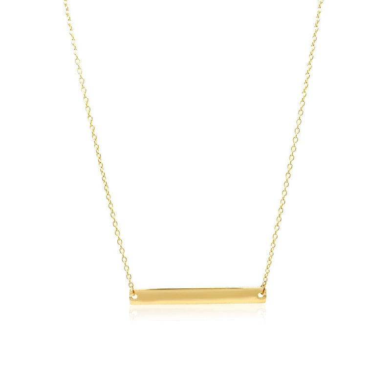 Bids.com 14k Yellow Gold Smooth Flat Horizontal Bar Style Necklace Necklaces White Smoke 18 / Yellow Gold