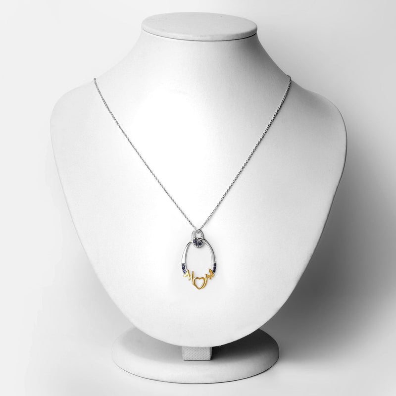 Bids.com 0.18 Carat Genuine Blue Sapphire .925 Sterling Silver Pendant Pendants White Smoke size 18.00