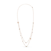 Bids.com 18K Rose Gold 1/2 Cttw Diamond and Freshwater Pearl Double Strand Station Necklace  (G-H Color, SI1-SI2 Clarity) - Adjustable up to 16" to 20" Necklaces White Smoke Rose.Gold / 18