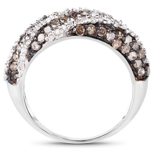 Bids.com 1.25 Carat Genuine Champagne Diamond & White Diamond .925 Sterling Silver Ring Rings White Smoke size 6.00,size 7.00,size 8.00,size 9.00,size 5.00,size 10.00