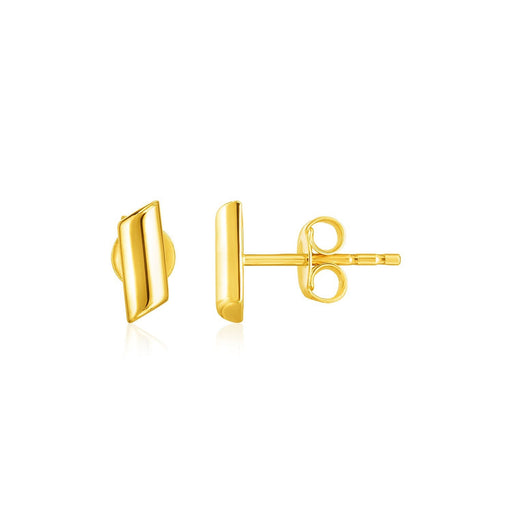 Bids.com 14k Yellow Gold Polished Rectangular Post Earrings Earrings White Smoke Yellow Gold