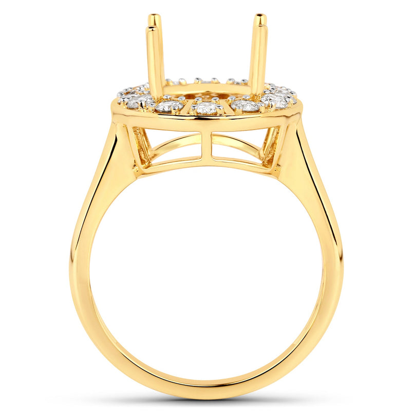 Bids.com 0.42 Carat Genuine White Diamond 14K Yellow Gold Semi Mount Ring - holds 11x9mm Oval Gemstone Rings White Smoke size 7.00,size 6.00,size 8.00