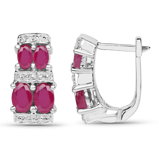 Bids.com 3.20 Carat Glass Filled Ruby .925 Sterling Silver Earrings Earrings White Smoke