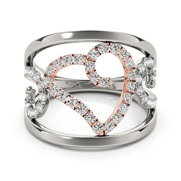 Bids.com Heart Motif Filigree Style Diamond Ring in 14k White And Rose Gold (1/4 cttw) Rings White Smoke 3 / White & Rose Gold,3.5 / White & Rose Gold,4 / White & Rose Gold,4.5 / White & Rose Gold,5 / White & Rose Gold,5.5 / White & Rose Gold,6 / White & Rose Gold,6.5 / White & Rose Gold,7 / White & Rose Gold,7.5 / White & Rose Gold,8 / White & Rose Gold,8.5