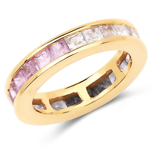 Bids.com 14K Yellow Gold Plated 4.32 Carat Genuine Multi Sapphire .925 Sterling Silver Ring Rings White Smoke size 8.00,size 6.00,size 7.00,size 9.00
