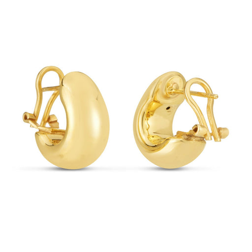 Bids.com 14k Yellow Gold Small Omega C Hoops Earrings White Smoke Yellow Gold