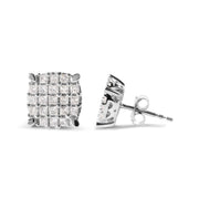Bids.com 10K White Gold 3/4 Cttw Princess Diamond Composite Cushion Shape Stud Earrings (I-J Color, I1-I2 Clarity) Earrings White Smoke White.Gold / 0.75