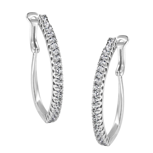 Bids.com 10KT White Gold 1 cttw Diamond Hoop Earrings (I-J Clarity, I2-I3 Color) Earrings White Smoke White.Gold / 1