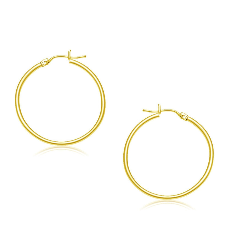 Bids.com 10k Yellow Gold Polished Hoop Earrings (30 mm) Earrings White Smoke Yellow Gold