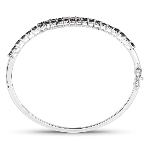 Bids.com 4.00 Carat Genuine Black Diamond .925 Sterling Silver Bangle Bracelets White Smoke size 7.50