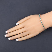 Bids.com 5.77 Carat Genuine Emerald and White Topaz .925 Sterling Silver Bracelet Bracelets Dark Slate Gray size 7.50,size 7.00
