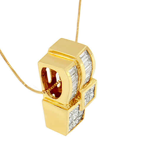Bids.com 14K Yellow Gold 1 1/2 cttw Princess and Baguette Cut Diamond Geometric Pendant Necklace (H-I Color, VS1-VS2 Clarity) Necklaces White Smoke Yellow.Gold / 18