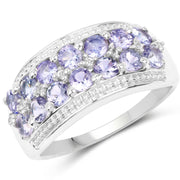 Bids.com 1.44 Carat Genuine Tanzanite & White Topaz .925 Sterling Silver Ring Rings White Smoke size 6.00,size 7.00,size 8.00,size 9.00,size 5.00