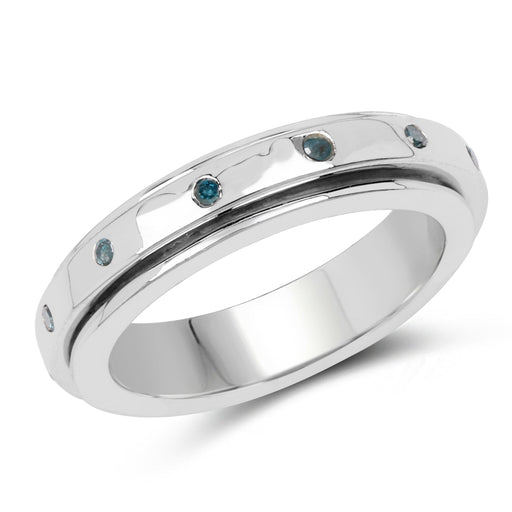 Bids.com 0.14 Carat Genuine Blue Diamond .925 Sterling Silver Ring Rings White Smoke size 6.00,size 7.00,size 8.00,size 9.00,size 5.00