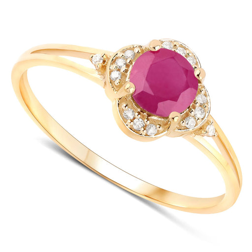 Bids.com 0.59 Carat Genuine Ruby and White Diamond 14K Yellow Gold Ring Rings White Smoke size 5.00,size 6.00,size 7.00,size 8.00,size 9.00