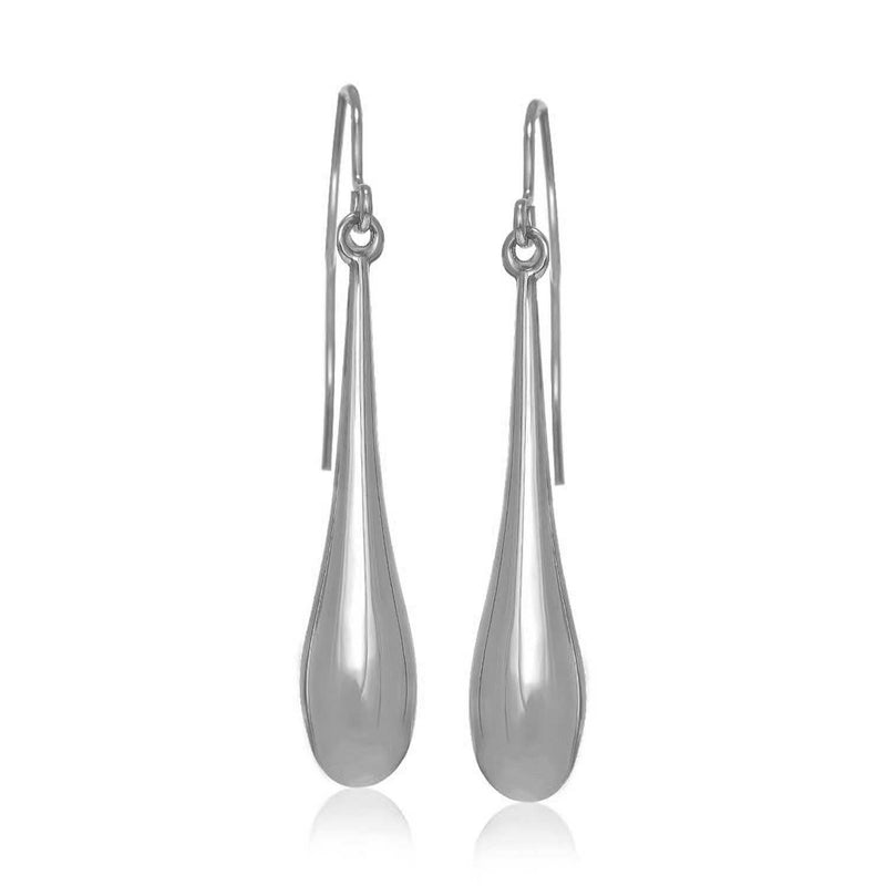 Bids.com 14k White Gold Long Polished Teardrop Dangling Earrings Earrings White Smoke White Gold