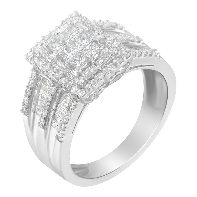 Bids.com 10K White Gold Diamond Cluster Ring (1 cttw, H-I Color, I1-I2 Clarity) Rings White Smoke 7 / White.Gold