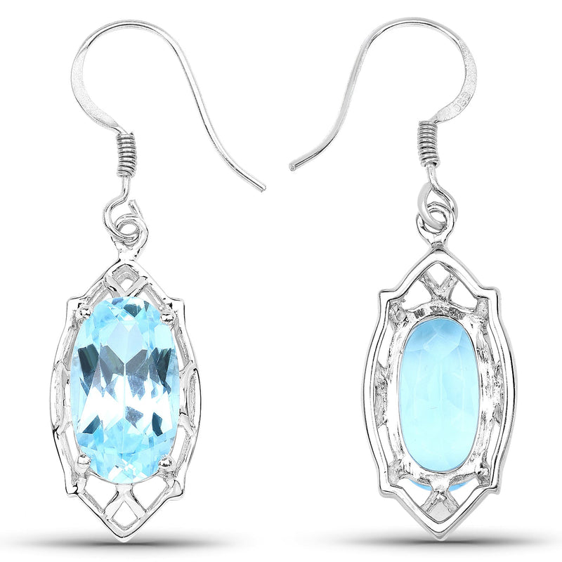 Bids.com 13.68 Carat Genuine Blue Topaz .925 Sterling Silver Earrings Earrings White Smoke