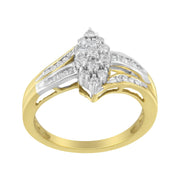 Bids.com 10K Yellow and White Gold 1/2 Cttw Diamond Marquise Shaped Cluster Split Shank Ring (H-I Color, SI2-I1 Clarity) - Size 7 Rings White Smoke 5 / YellowWhite.Gold,8 / YellowWhite.Gold,6 / YellowWhite.Gold,7 / YellowWhite.Gold
