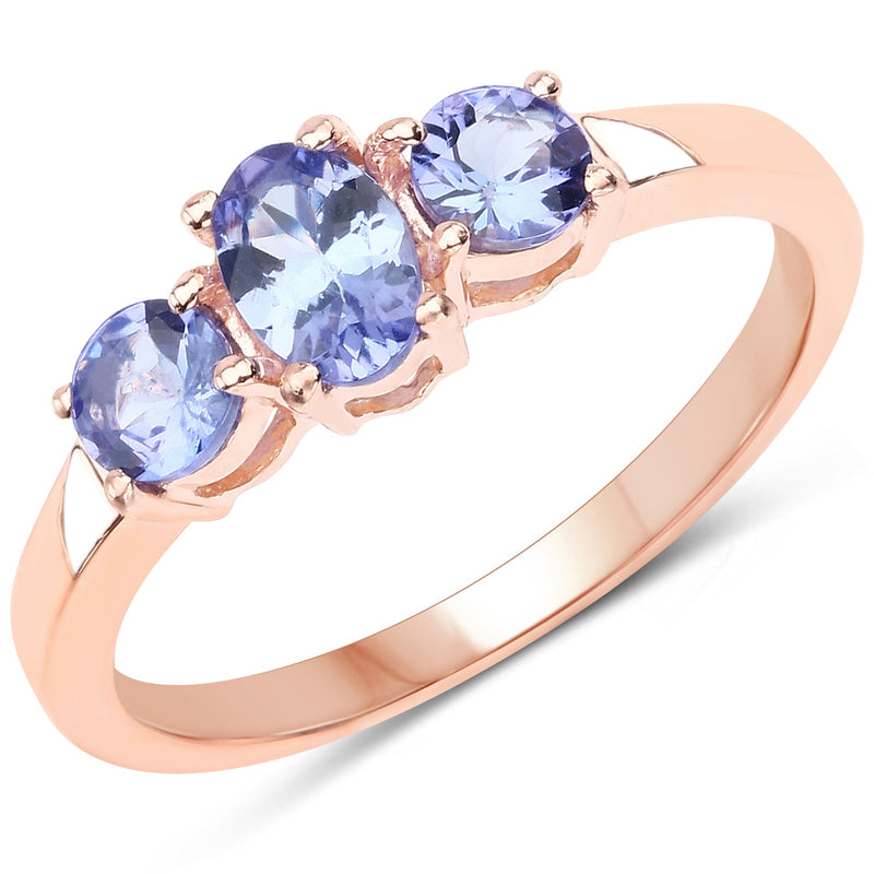 Bids.com 18K Rose Gold Plated 0.90 Carat Genuine Tanzanite .925 Sterling Silver Ring Rings White Smoke size 6.00,size 7.00,size 8.00,size 9.00,size 5.00,size 10.00