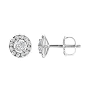Bids.com 14K White Gold 3/4 Cttw Lab-Grown Diamond Floating Halo Stud Earring (F-G Color, VS1-VS2 Clarity) Earrings White Smoke White.Gold / 0.75