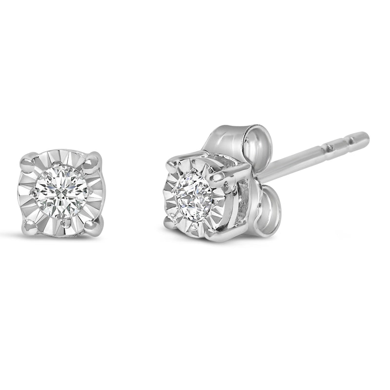 Bids.com .925 Sterling Silver 1/10 Cttw Round Brilliant-Cut Lab Grown Diamond Miracle-Set Stud Earrings (F-G Color, VS1-VS2 Clarity) Earrings White Smoke White.Sterling Silver / 0.1,Yellow.Sterling Silver / 0.1,Rose.Sterling Silver / 0.1