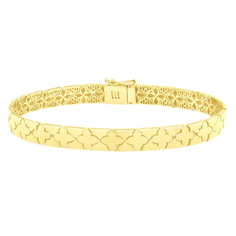 Bids.com 14k Yellow Gold 7 inch Clover Bracelet (6.50 mm) Bracelets White Smoke 7 / Yellow Gold