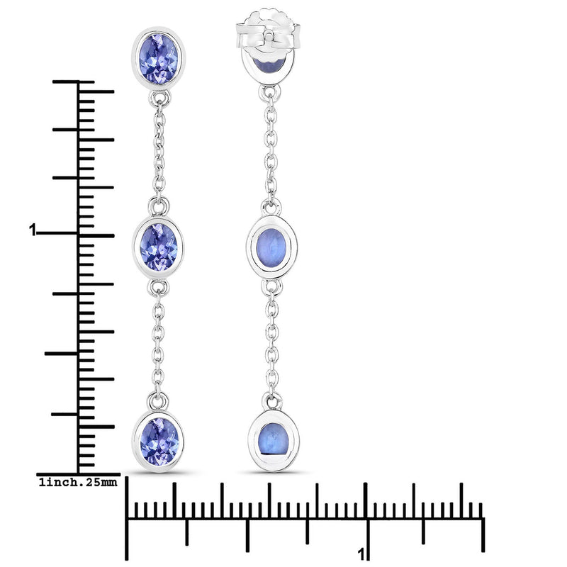 Bids.com 1.98 Carat Genuine Tanzanite .925 Sterling Silver Earrings Earrings White Smoke