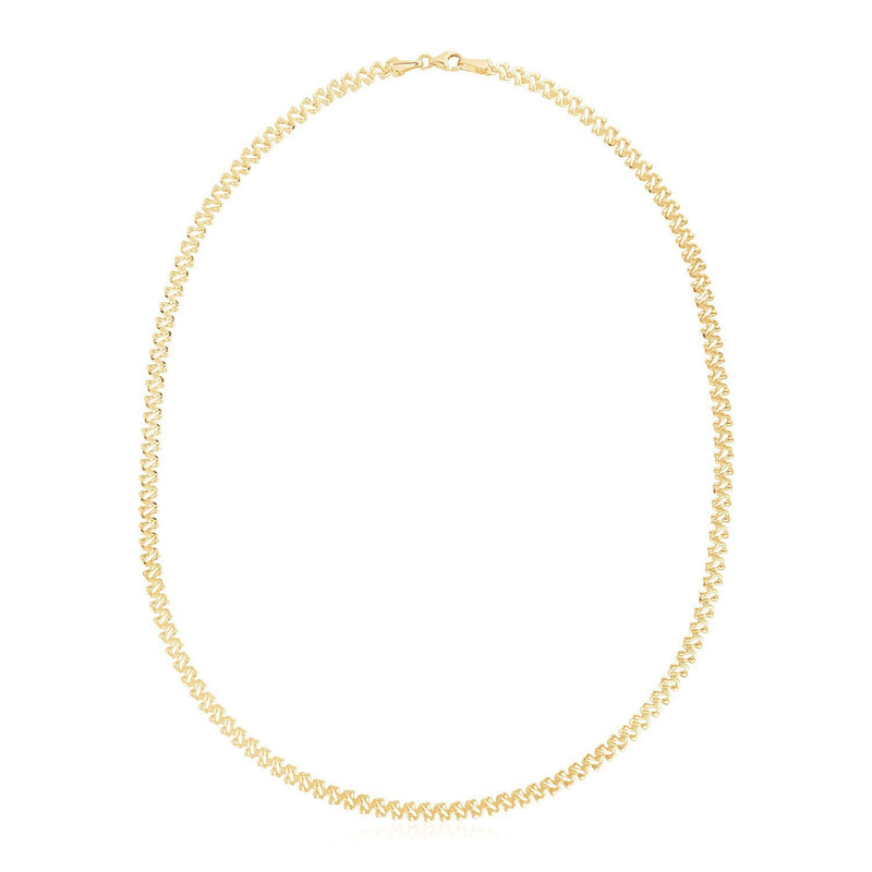 Bids.com 14k Yellow Gold High Polish The Textured Fancy Chain Necklace (4mm) Necklaces White Smoke 17 / Yellow Gold
