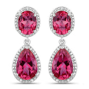 Bids.com 11.35 Carat Genuine Pink Topaz and White Diamond .925 Sterling Silver Earrings Earrings White Smoke