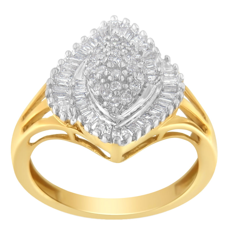 Bids.com 10K Yellow Gold Diamond Cocktail Ring (1/2 Cttw, J-K Color, I2-I3 Clarity) - Size 6-1/2 Rings White Smoke 7 / Yellow.Gold,6 / Yellow.Gold,8 / Yellow.Gold,7.5 / Yellow.Gold,6.5 / Yellow.Gold