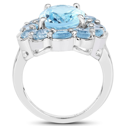 Bids.com 8.67 Carat Genuine Blue Topaz .925 Sterling Silver Ring Rings White Smoke size 8.00,size 5.00,size 6.00,size 7.00,size 9.00