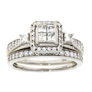 Bids.com 1.00ct Diamond Engagement Ring Set 10KT White Gold Rings White Smoke 7.50