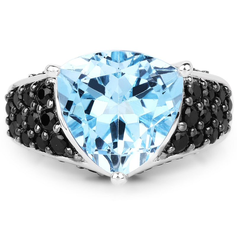 Bids.com 5.49 Carat Genuine Blue Topaz and Black Spinel .925 Sterling Silver Ring Rings White Smoke size 6.00,size 8.00,size 5.00,size 7.00,size 9.00