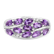 Bids.com 1.67 Carat Genuine  Amethyst and White Topaz .925 Sterling Silver Ring Rings White Smoke size 6.00,size 8.00,size 7.00,size 5.00,size 9.00,size 8.50