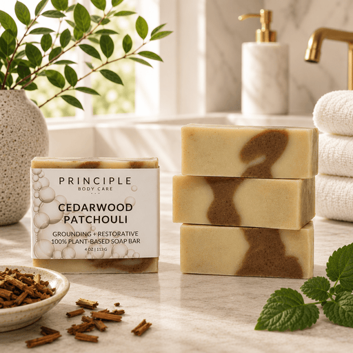P R I N C I P L E Cedarwood + Patchouli Soap Bar Soap Gray
