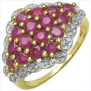 Bids.com 14K Yellow Gold Plated 2.08 Carat Genuine Ruby .925 Sterling Silver Ring Rings White Smoke size 7.00,size 6.00,size 8.00,size 9.00