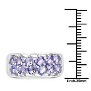 Bids.com 2.04 Carat Genuine Tanzanite .925 Sterling Silver Ring Rings White Smoke size 6.00,size 7.00,size 8.00,size 9.00,size 5.00