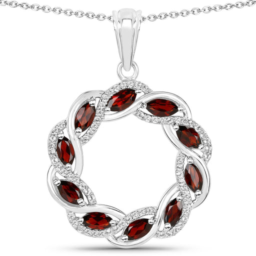 Bids.com 2.33 Carat Genuine Garnet and White Topaz .925 Sterling Silver Pendant Pendants White Smoke