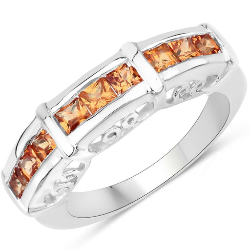 Bids.com 1.08 Carat Genuine Orange Sapphire .925 Sterling Silver Ring Rings White Smoke size 6.00,size 7.00,size 8.00,size 9.00,size 5.00,size 10.00