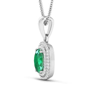 Bids.com 1.50 Carat Genuine Zambian Emerald and White Diamond 14K White Gold Pendant Pendants White Smoke