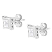 Bids.com 10K White Gold 1/2 Cttw Invisible Set Princess-Cut Diamond Stud Earrings (H-I Color, SI2-I1 Clarity) Earrings White Smoke White.Gold / 0.5151