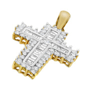 Bids.com 14K Yellow Gold 2.0 Cttw Multi-Row Diamond Cross Pendant Necklace Necklaces White Smoke Yellow.Gold / 18